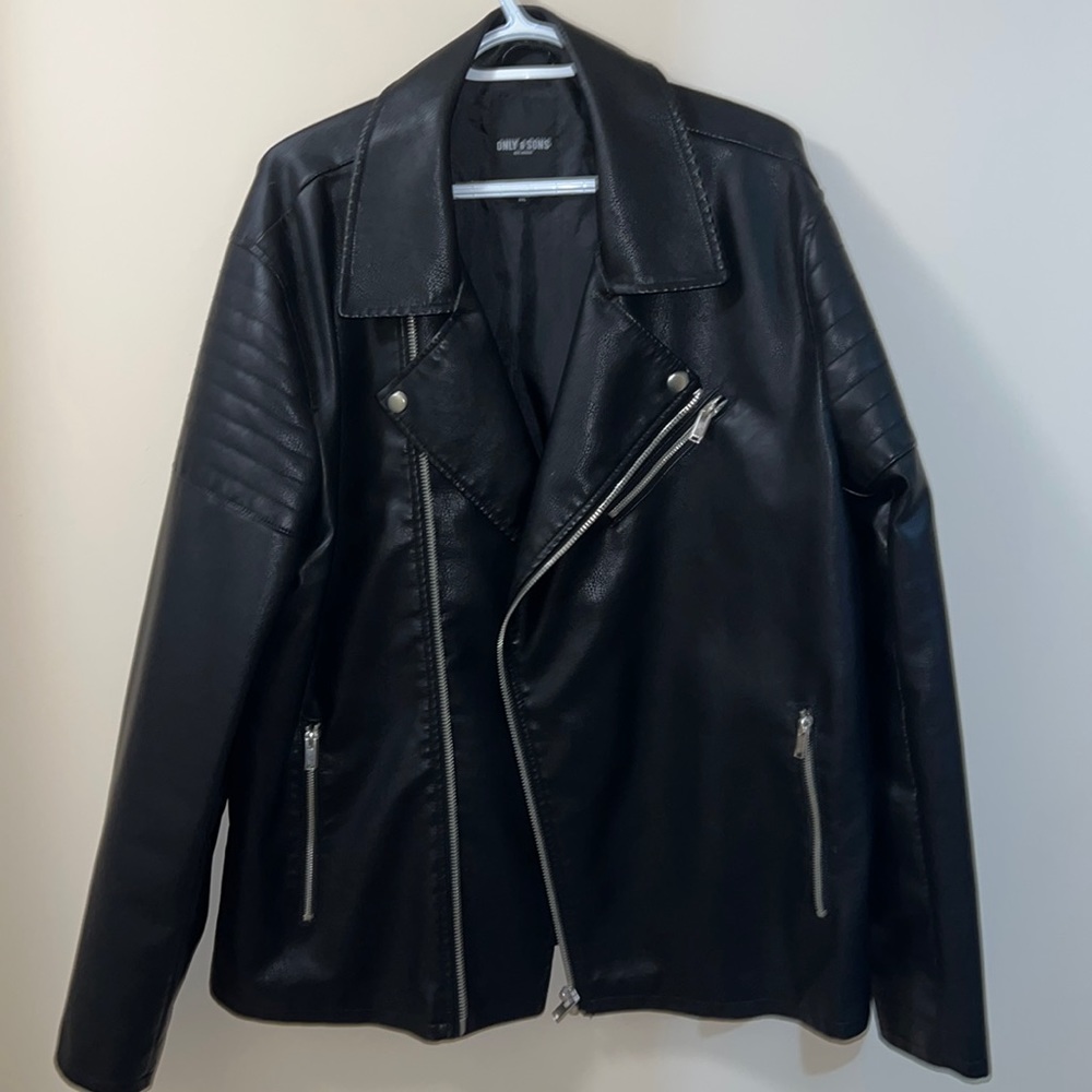 Only & Sons Faux Leather Biker Jacket